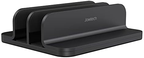 JOKItech Dual Aluminum Vertical Laptop Stand Organizer, Sturdy Notebook Computer Holder Stand Compatible with New Liquid Retina XDR Apple MacBook Air/Pro/Neo, Mac mini & iPad Pro - Black by Jokitech