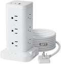 Power Strip Tower with Surge Protector 1800J, Fast Charging Tower PD20W USB-C Ports with 12 AC Outlets, Extension Cord for Home Office Dorm Room, 9.8ft, White by Tagzilo