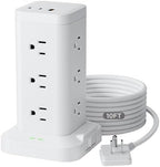 Power Strip Tower with Surge Protector 1800J, Fast Charging Tower PD20W USB-C Ports with 12 AC Outlets, Extension Cord for Home Office Dorm Room, 9.8ft, White by Tagzilo