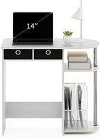 Furinno Go Green Desk, 31.5" Wide Gaming Desk with 2 Side Shelves and Storage Bins, Computer Desk, Office Desk for Home Office, Study Room, Dorm, Bedroom, White Oak - Image 4