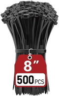 Zip Ties Heavy Duty 8 inch (500 Pack), Heavy Duty Cable Ties with 120 lb Tensile Strength for Outdoor Use, Black Wire Ties, Paloka by PALOKA