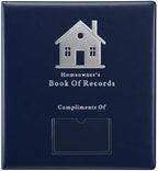 The Homeowner's Book of Records, Large Hardcover Home Management Binder for Real Estate Agent Closing Gift, 11.4 x 10.6 Inch Navy Blue Organize Household Receipts & Repair Maintenance Log Book by Unknown