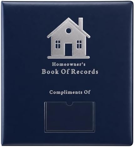 The Homeowner's Book of Records, Large Hardcover Home Management Binder for Real Estate Agent Closing Gift, 11.4 x 10.6 Inch Navy Blue Organize Household Receipts & Repair Maintenance Log Book by Unknown