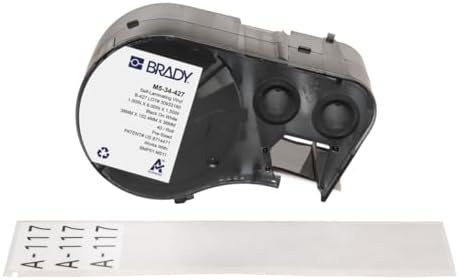 Brady Self-Laminating Vinyl Pre-Sized Labels for Label Printer BMP51/BMP53/M511-40 Self Adhesive Printer Labels - Black on White, Transparent (38,10 mm (W) x 152,40 mm (H)) - M5-34-427 by BradyCorp