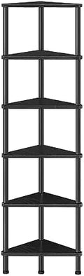 HOOBRO Corner Shelf Stand, Industrial 6-Tier Corner Bookshelf with Metal Frame, Bookcase, Plant Display Stand for Small Spaces, Living Room, Black BK36CJ01 by HOOBRO