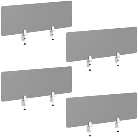 Desk Divider 4 Pcs Desk Privacy Panel 47.2''L x 15.8W'' Office Partitions Grey Acrylic Panel Pack of 4 Desk Divider Partition with Adjustable Universal Base Brand: Yeaborn by Yeaborn