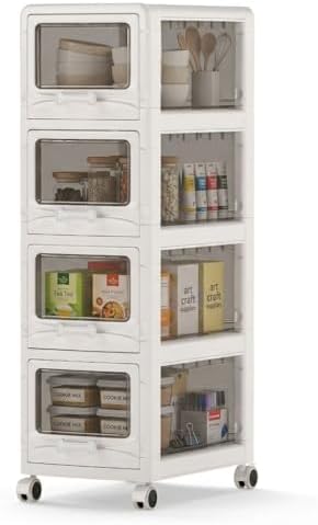 Giantex 4-Tier Rolling Storage Cart, Utility Cart with 4 Drawers & Lockable Wheels for School Art Craft Supplies, Plastic Organizer and Storage for Kitchen, Bedroom and Home Office by Giantex