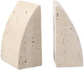 Koville Travertine Bookends for Shelves, Large Stone Bookends for Heavy Books, Non-Slip Heavy Duty Book Stopper for CD/Movies, Aesthetic Decorative Book Ends for Bookshelf Table Home Decor(Beige) by Koville