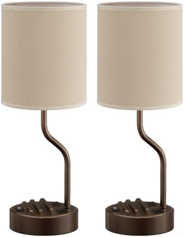 Fenmzee Bedside Lamps for Bedroom Set - 18" Beige Table Lamp for Nightstand - Image 7