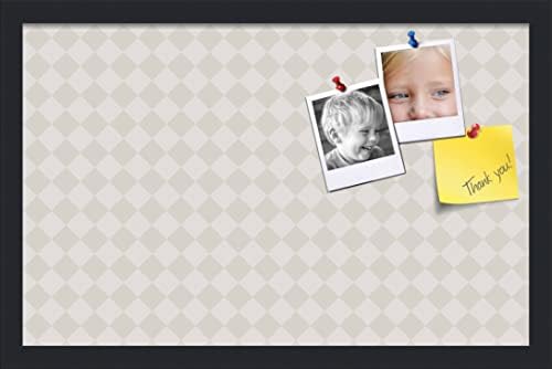 PinPix 22x14 inch Cork Bulletin Board. This Decorative Framed Pin Board Comes with Diamond Pattern in Shades of Grey Design and Satin Black. Ideal for Home, Office Decor or School (PinPix-373) by PinPixBulletinBoards