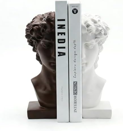 Lukitas David Bookends Heavy Duty, Half-and-Half Book Ends, BN/WH 9.5'' by Lukitas