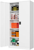MIIIKO Metal Garage Storage Cabinet with Doors and Shelves, 72" Tall Steel Storage Organizer Cabinets with Lock for Garage,Home Office,Warehouse（White） by MIIIKO