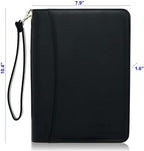 Customized Black Zippered Portfolio Binder with Junior Legal 5x8 Notepad - Engraved PU Leather Business Padfolio Organizer Folder with 8" Tablet Sleeve & Gift Box by Lautus Designs - Image 4