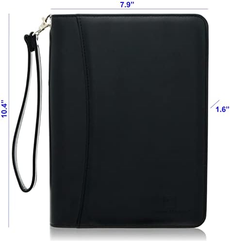 Customized Black Zippered Portfolio Binder with Junior Legal 5x8 Notepad - Engraved PU Leather Business Padfolio Organizer Folder with 8" Tablet Sleeve & Gift Box by Lautus Designs - Image 4