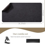 Leather Desk pad for Computer and laptops, Ideal for Gaming and Office use, Large Mouse pad and Keyboard mat,Desk mat Special for man. A complimentary Wrist pad and Phone Stand (Black, 39.37"*17.7") - Image 2