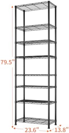 8 Tier Storage Racks Shelving, Heavy Steel Pantry Shelves, Adjustable Wire Shelving Rack, Suitable for Garage, Kitchen, Bathroom, Office, 24" W x 14" D x 80" H, Black - Image 3