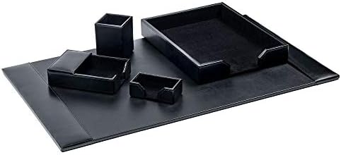 DACASSO Black Bonded Leather 5-Piece Desk Set by Dacasso