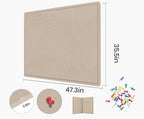 Large Bulletin Board 48" x 36", Felt Pin Board, Beige Brown - Image 4
