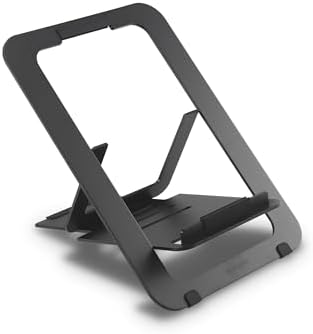 Kensington Adjustable Aluminum Laptop Stand for Desk, Ultra-Slim Lightweight Foldable Portable Notebook Holder, Anti-Slip Silicone Tablet Mount for 10"-17" Laptops and Tablets, Black K50428WW by Unknown