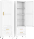 Ckzbx Tall Narrow Storage Cabinet, 66.93" H Tall Bathroom Cabinet Metal Pantry Cabinets with Drawers, 3 Adjustable Shelves, for Kitchen, Bathroom, Home Office, Living Room (White) by Ckzbx