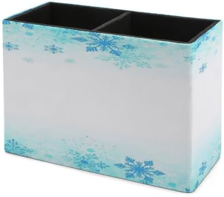 PU Leather Multi-Compartment Pen Holder Desktop Organizer Pencil Cup Storage Caddy for Office Home Supplies Winter Background for Design with Copy Space - Image 7
