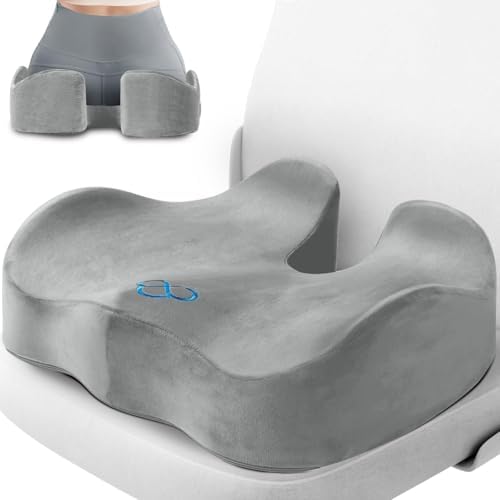 CushyOasis Seat Cushion, Gel Memory Foam Office Chair Cushions, (Light Grey) by CushyOasis