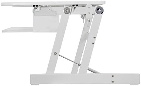 Rocelco 37.5" Deluxe Height Adjustable Standing Desk Converter - Quick Sit Stand Up Dual Monitor Riser - Gas Spring Assist Computer Workstation - Large Retractable Keyboard Tray - White (R DADRW) - Image 6