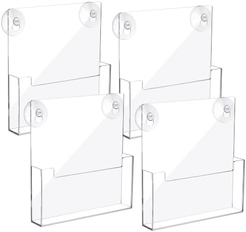 Thyle 4 Pcs Acrylic Brochure Holder with Suction Cups for Wall, 8.5x11 Inch by Thyle