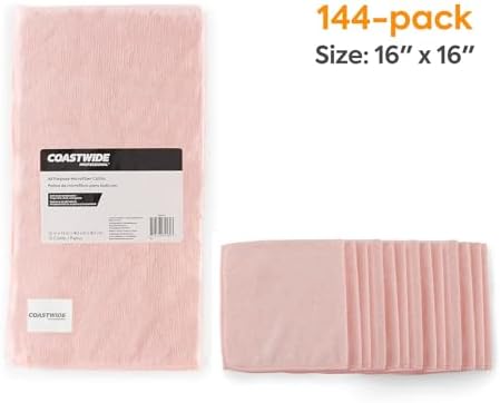 COASTWIDE Professional Microfiber Cloths, 16x16 Inch, Pink, 144/Pack - Image 2