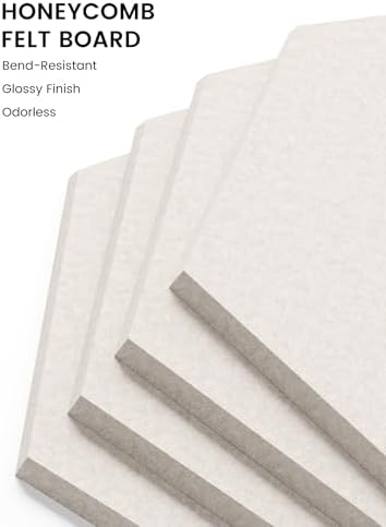Fluxynara 8-Pack Hexagon Felt Bulletin Board Tiles, Oatmeal - Image 3
