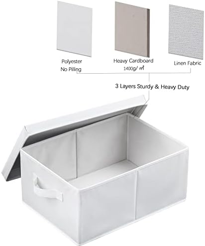 HOONEX Storage Bins with Lids for Organizing, Pack of 2, Storage Boxes with 2 Carrying Handles and Sturdy Heavy Cardboard, 16.5" L x 11.8" W x 7.5" H for Shoes, Books, Clothes, Nursery, White - Image 5