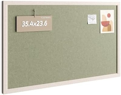 Fluxynara Framed Felt Bulletin Board, 35.4" x 23.6", Sage by FLUXYNARA