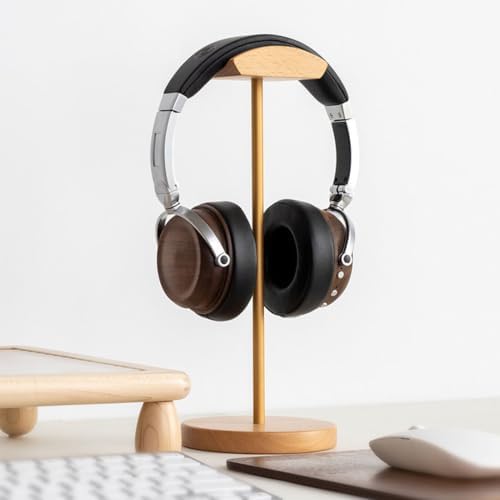 Headphone Stand/Desktop Headset Holder–Crafted from Solid Wood and Aluminum Alloy,supports up to 10kg,suitable for Recording Studios and Various Desktop Setups(Gold) - Image 7