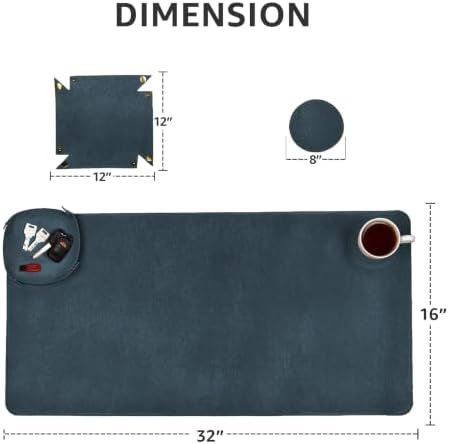 LEATHER VILLAGE Real Leather Desk Pad 3mm Thick Double Layer Desk Mat Blue. - Image 2