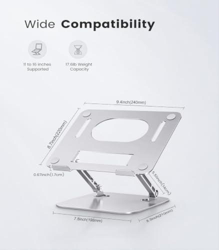 Orlian Adjustable Aluminum Laptop Stand for Desk, Laptop Riser for 11-16" - Image 6