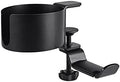 Headphone Stand 2 in 1 Desk Cup Holder Clamp Black, Under Table Headphone Holder Mechanical Telescoping Anti-Spill Cupholder with Cable Organizer, 360° Rotation Hanger Aluminum Alloy Stand Hook Headse by Unknown