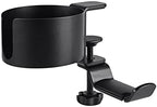Headphone Stand 2 in 1 Desk Cup Holder Clamp Black, Under Table Headphone Holder Mechanical Telescoping Anti-Spill Cupholder with Cable Organizer, 360° Rotation Hanger Aluminum Alloy Stand Hook Headse by Unknown