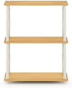 Furinno Turn-N-Tube 3-Tier Compact Multipurpose Shelf Display Rack with Classic Tube, Beech/White - Image 3