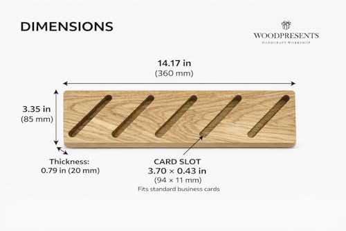 Oak Wood Multiple Business Card Holder - 5 Slot Modern Card Stand for Office Desk, Perfect Professional Card Organizer for Men and Women, Stylish and Functional Design (Light Brown) - Image 5