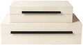 Sagala Set of 2 Beige Shagreen Decorative Boxes With Black Metal Handles, Faux Leather Jewelry Boxes Modern Storage Boxes Photo Boxes Memory Boxes Home Organizer (Beige-Black Handle) by Unknown