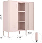 IRONFFICE Storage Cabinet,Metal Cabinets with Doors and Shelves,2 Doors Locker Cabinet with Legs,Metal Locker Storage Cabinets for Tools, Equipment and Office Files,Pink - Image 3
