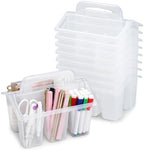 gisgfim 8 Pack Classroom Caddy Storage Basket with Handle 4 Compartment Storage Caddy Plastic Arts Crafts Caddies Protable Classroom Craft Caddies for Students Schools Art Craft Supplies(Clear) by gisgfim