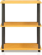 Furinno TURN-N-TUBE Storage Shelves, 3-Tier Book Shelf, Corner Shelf, Toolless Open Shelves, for Organization and Storage, Living Room, Garage, Home Office, Light Cherry - Image 4