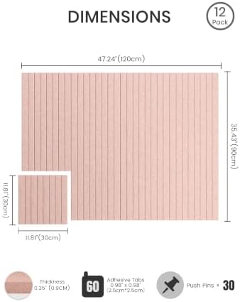 Bumusty 48"x 36" Large Felt Bulletin Board Tiles, Pink - Image 2