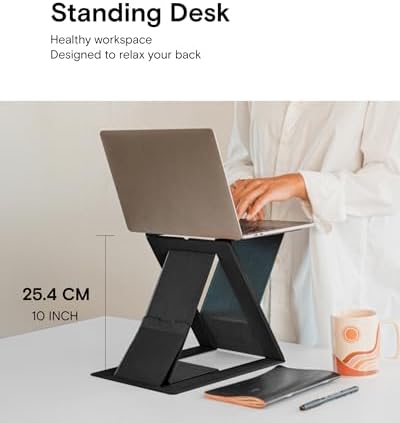 MOFT Folding Laptop Stand Lap Desk, Portable & Mini Computer Stand Laptop Desk for Travel and Home Office, Ergonomic Design with Adjustable Viewing Angles, Lightweight Computer Cooling Riser, Black - Image 3