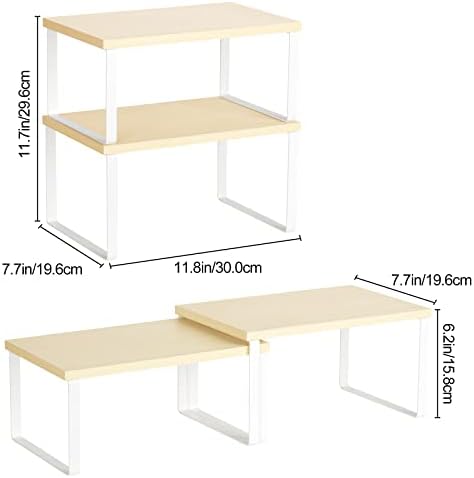 CADUKE Counter Shelves Set of 4 Stackable Kitchen Cabinet Organizer, White - Image 3