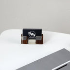 RWA Business Card Holder – Luxury Square Desk Organizer, Stylish Office Decor, Slim Card Holders - Wood & Epoxy Card Display Stand for Men and Women, Office Desk Accessories - SMART, transparent - Image 5