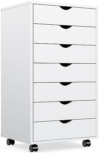 OLIXIS 7 Drawer File Cabinet on Wheels, Printer Stand by OLIXIS