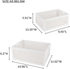 White Wooden Storage Baskets with Handle, Rectangular Set of 2 - Image 4