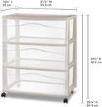 Sterilite Wide 3-Drawer Cart with Wheels, Grey Pumice - Image 3